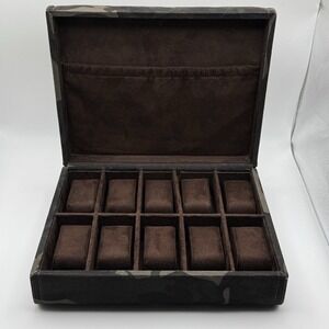Fossil 10 Slot Watch Display Case Camo Fabric Military Storage Organizer